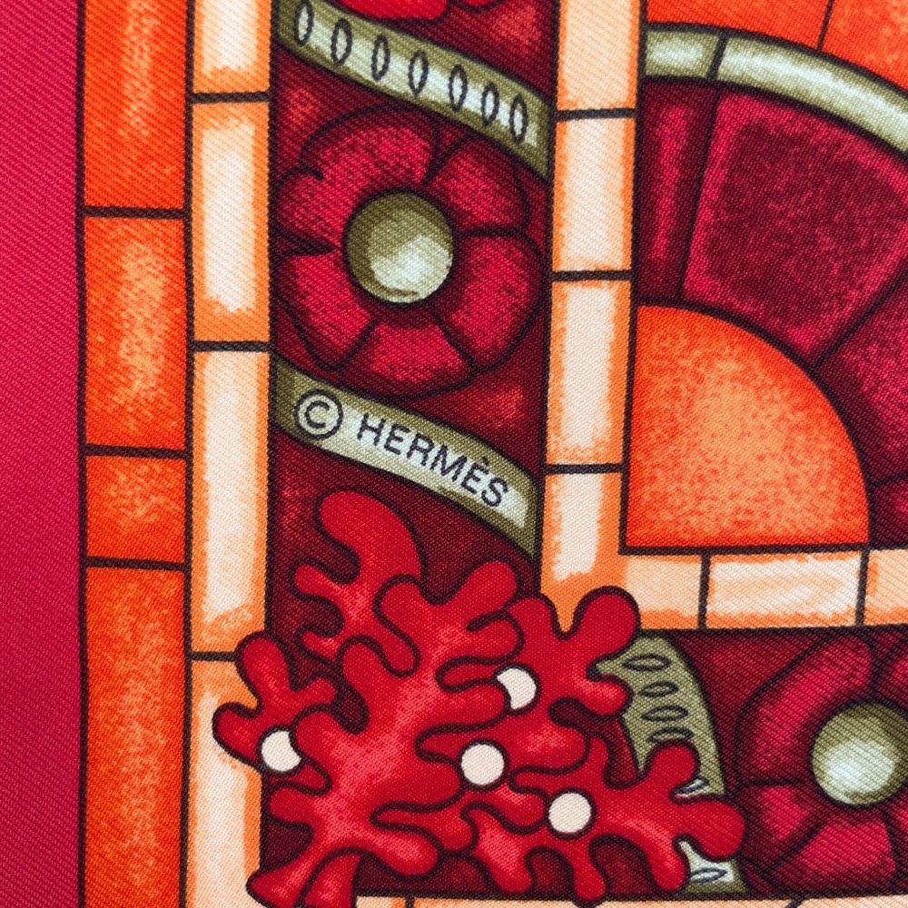 RARE! NOWT Hermes Scarf "Lumbers de Paris" in Red - Picture 5 of 13